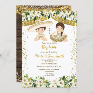 Invitation à la Fiesta Twin de Floral Baptism