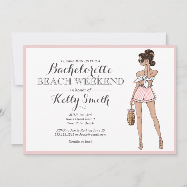 Invitation à la Fille de Plage Bachelorette (Devant)