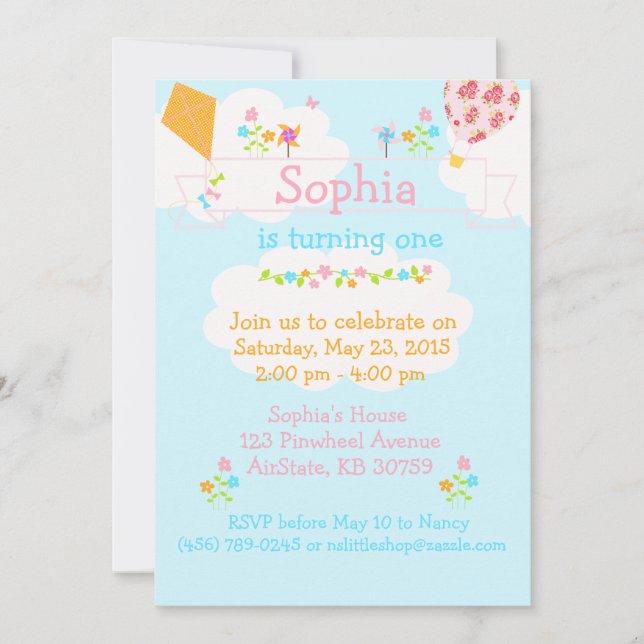 Invitation à la Fleur de cerf-volant (Devant)