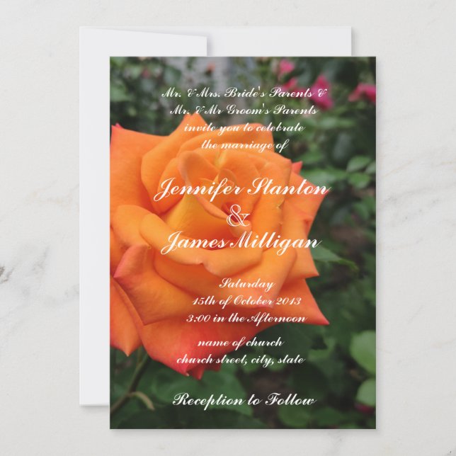 Invitation à la fleur rose orange (Devant)