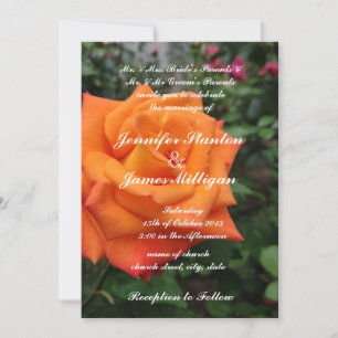 Invitation à la fleur rose orange