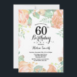 Invitation à la florale de la pêche botanique 60e<br><div class="desc">Invitation à la florale du Peach Botanical 60th Birthday Invitation. Floral Pink Peonies Invitation d'anniversaire pour les femmes. Fleur florale aquarelle. Fleurs de roses et de pivoines élégantes. Anniversaire adulte. Arrière - plan blanc. Noir et Blanc. 13e 15e 16e 18e 20e 21e 30e 40e 50e 60e 70e 80e 90e 100e,...</div>