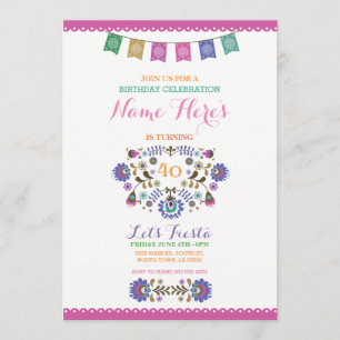 Invitation à la florale mexicaine des fêtes roses