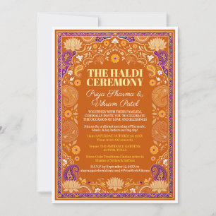 Invitation à la fonction Haldi Fleur Orange Violet