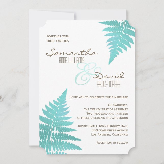 Invitation à la foune Mariage de Blue Woodland (Devant)