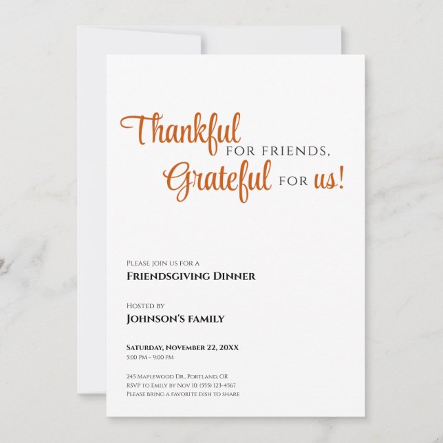 Invitation à la Friendsgiving (Devant)
