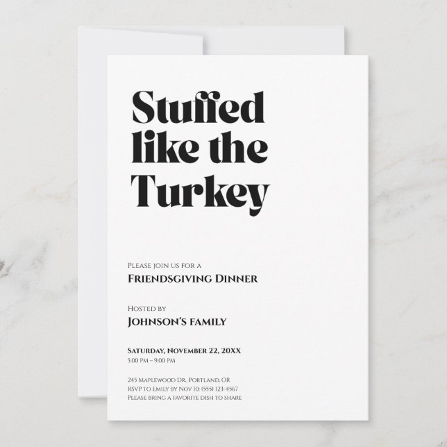 Invitation à la Friendsgiving (Devant)