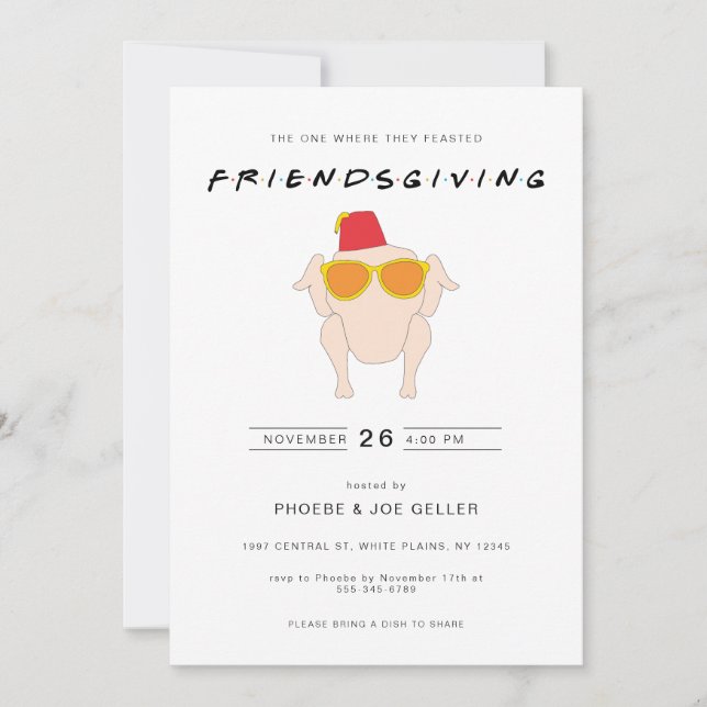 Invitation à la Friendsgiving avec dîner de Thanks (Devant)