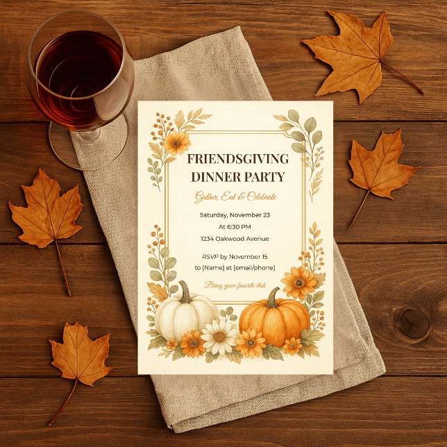 Invitation à la Friendsgiving et carte de menu ass (Créateur téléchargé)