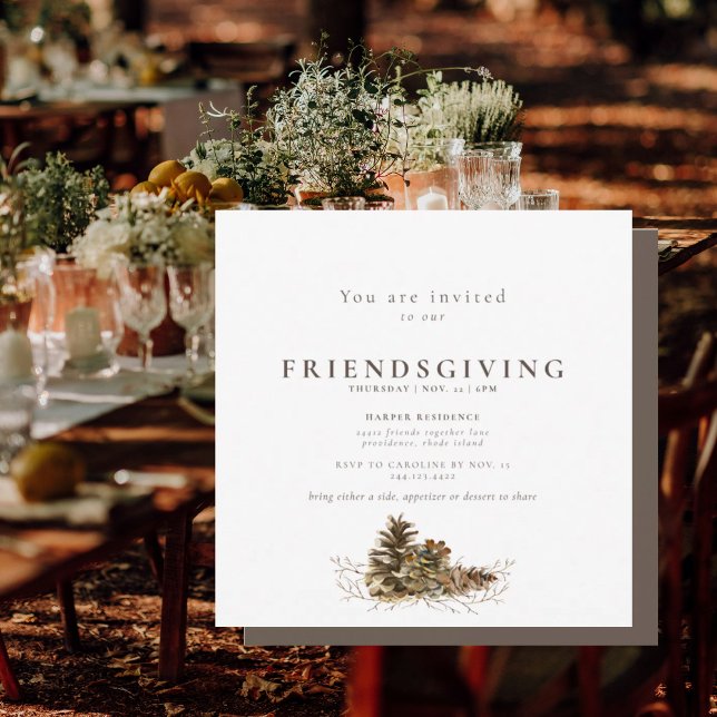 Invitation à la Friendsgiving ii du cône de pin si (Créateur téléchargé)