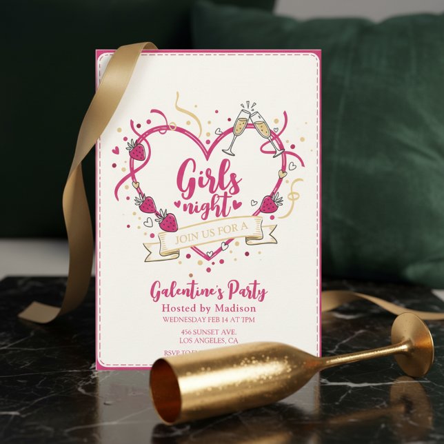 Invitation à la Galentines Day Champagne aux Frais (Créateur téléchargé)