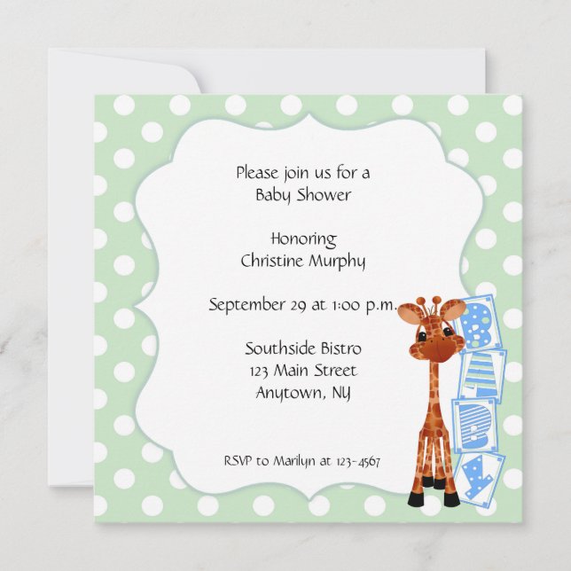 Invitation à la girafe verte Minty (Devant)