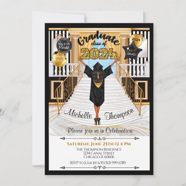 Invitation à la graduation afro-américaine hispani (Devant)