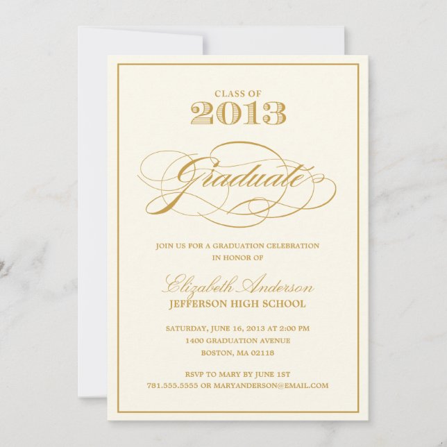 Invitation à la graduation classique (Devant)
