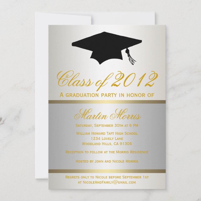 Invitation à la graduation d'argent et d'or (Devant)