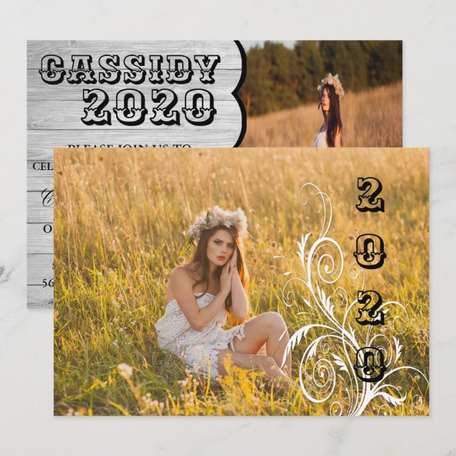 Invitation à la graduation de style champêtre en b (Devant / Derrière)