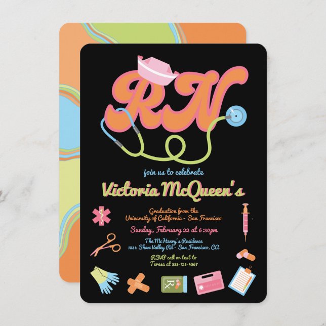 Invitation à la graduation des infirmières des ann (Devant / Derrière)