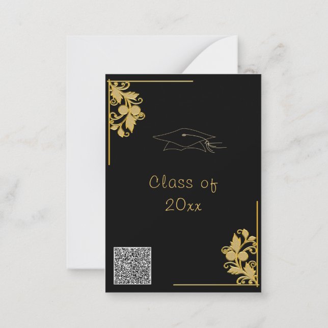Invitation à la graduation en or noir avec code QR (Dos)