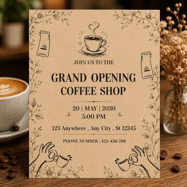 Invitation à la grande ouverture du café (Créateur téléchargé)