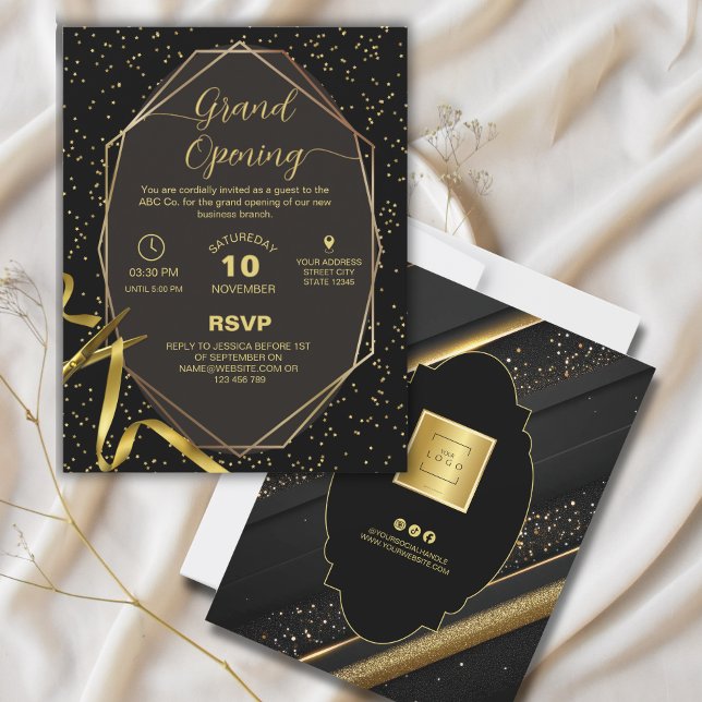 Invitation à la grande ouverture Gold and Black Co (Créateur téléchargé)