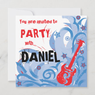 Invitation à la guitare de Rockin' en rouge blanc