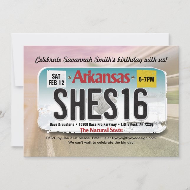 Invitation à la licence de l'Arkansas pour le 16e  (Devant)