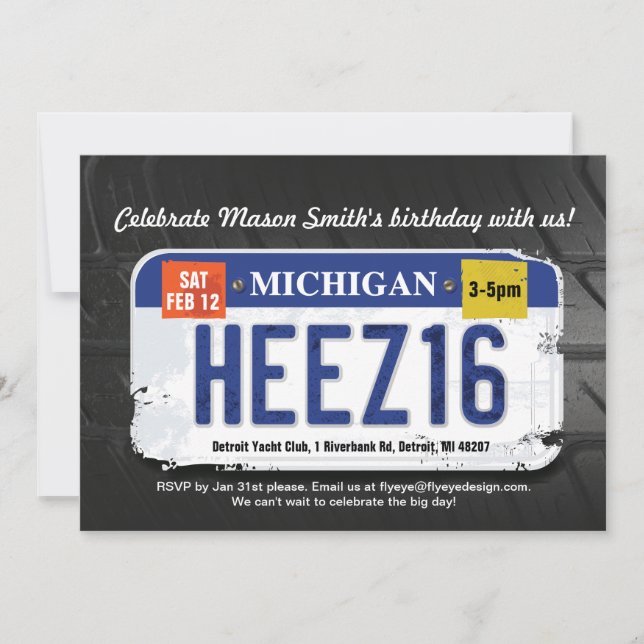 Invitation à la licence du Michigan pour le 16e an (Devant)