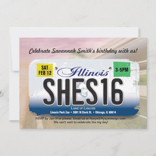Invitation à la licence Girl's 16th Birthday Illin (Devant)