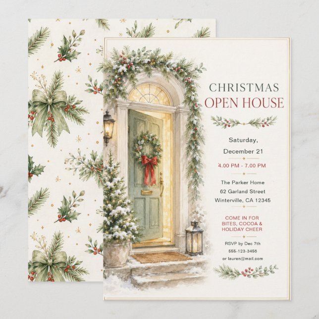 Invitation à la Maison Ouverte de Noël (Devant / Derrière)