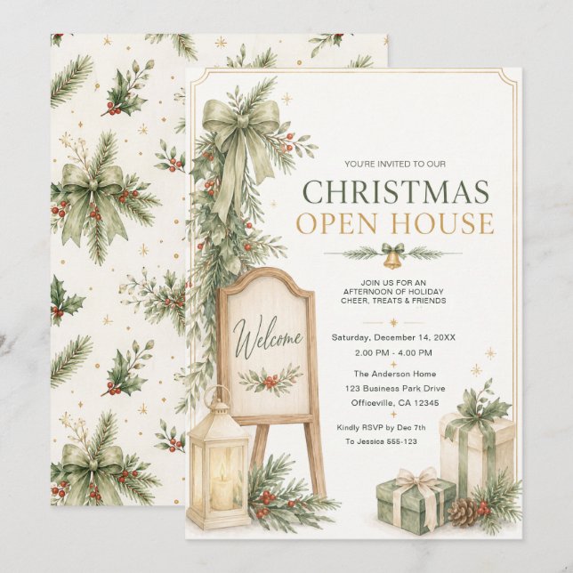 Invitation à la Maison Ouverte de Noël (Devant / Derrière)