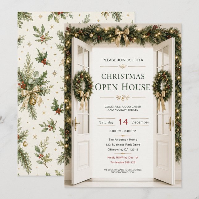 Invitation à la Maison Ouverte de Noël (Devant / Derrière)