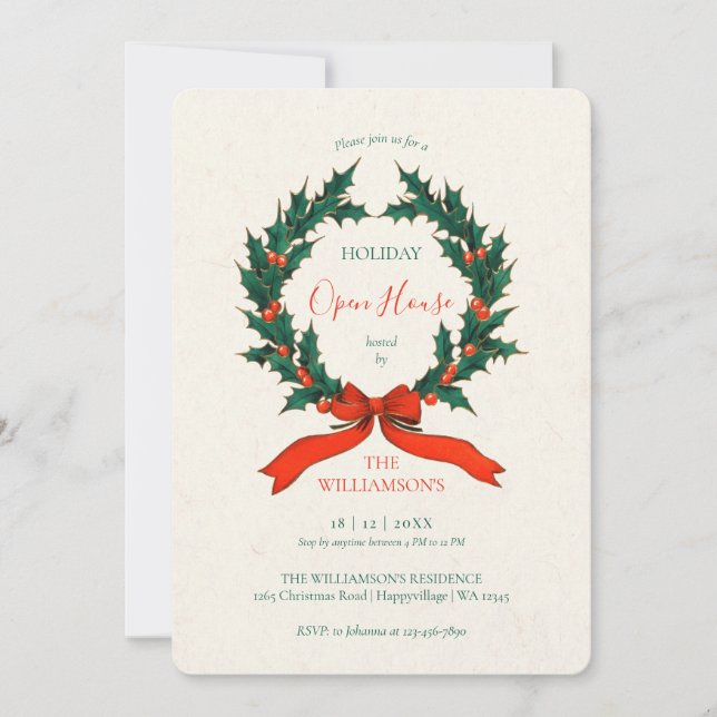 Invitation à la Maison Ouverte de Noël Couronne Vi (Devant)