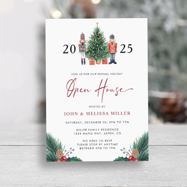Invitation à la Maison Ouverte des Fêtes (2025 Nutcracker Christmas Holiday Open House Invitation by Painted Paperie
)