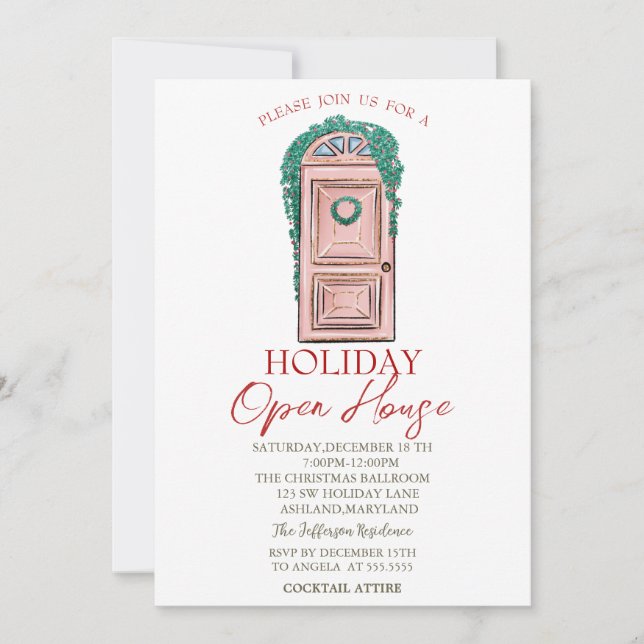 Invitation à la maison ouverte pour les fêtes (Devant)