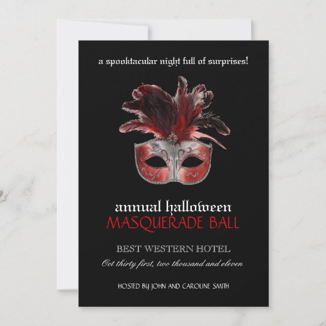 Invitation à la mascarade d'Halloween (Devant)