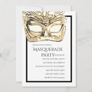 Invitation à la mascarade Gold et White