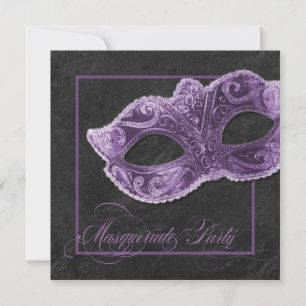Invitation à la mascarade party - Violet et noir