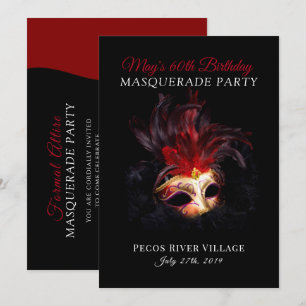 Invitation à la mascarade rouge et noire