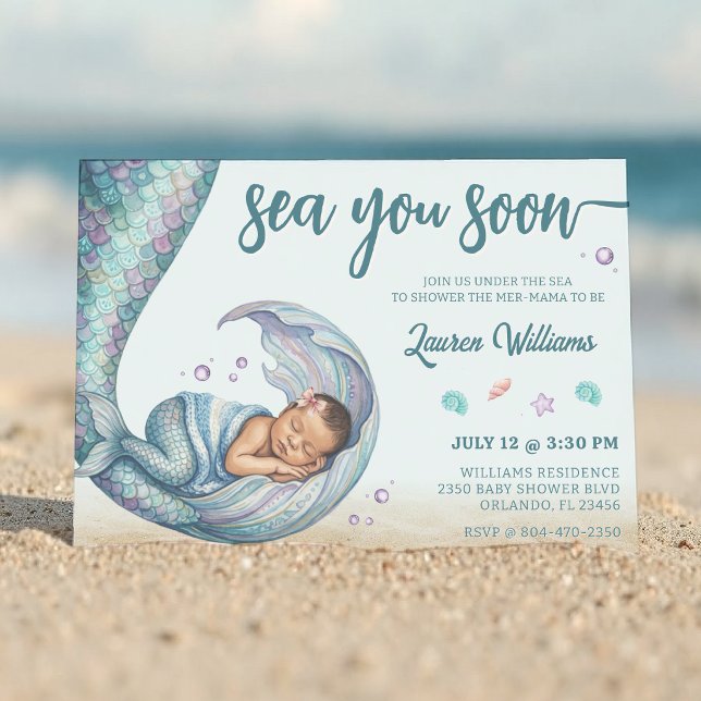 Invitation À la Mer Bientôt Baby Shower Sirène (Créateur téléchargé)