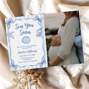 Invitation À la mer bientôt, bébé Coquillage Baby Shower Phot