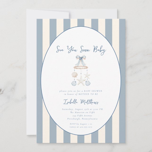 Invitation À la mer bientôt bébé Fête de naissance côtière po (Devant)
