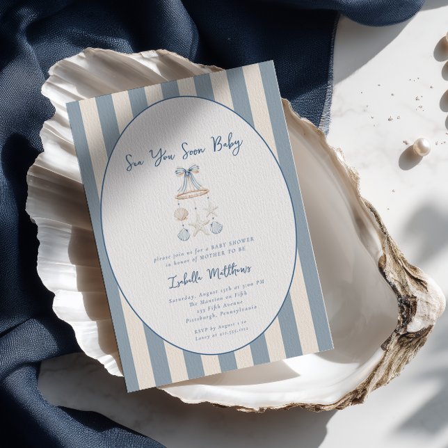 Invitation À la mer bientôt bébé Fête de naissance côtière po (Sea You Soon Baby Coastal Baby. Shower Invitation )