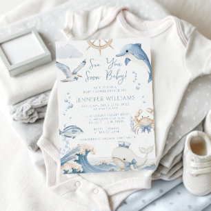 Invitation À la Mer Bientôt Bébé Garçon Océan Douche
