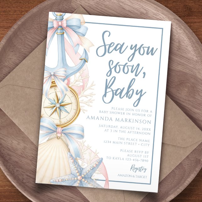 Invitation À la mer bientôt Bébé Shower de bébé pré-coastal (Créateur téléchargé)