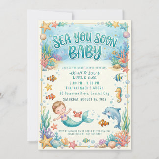 Invitation À la mer bientôt Bébé Sous la Mer Baby Shower