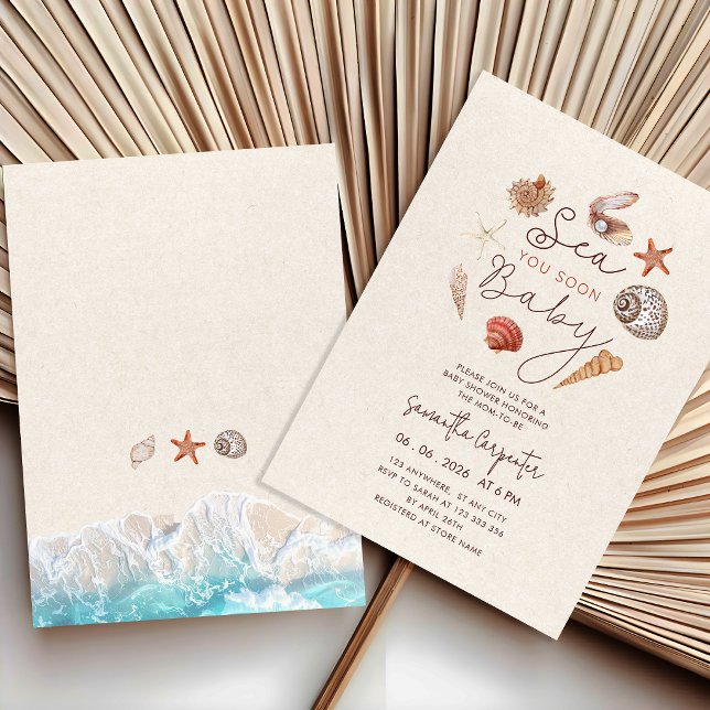 Invitation À la mer bientôt coquillages sable shower de bébé (Créateur téléchargé)