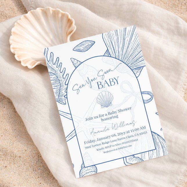 Invitation À la Mer Bientôt Garçon Bleu Sous La Douche de Béb (Créateur téléchargé)