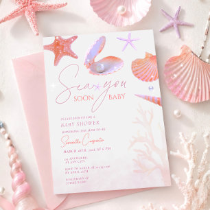 Invitation À la mer bientôt, soirée bébé esthétique corail vi