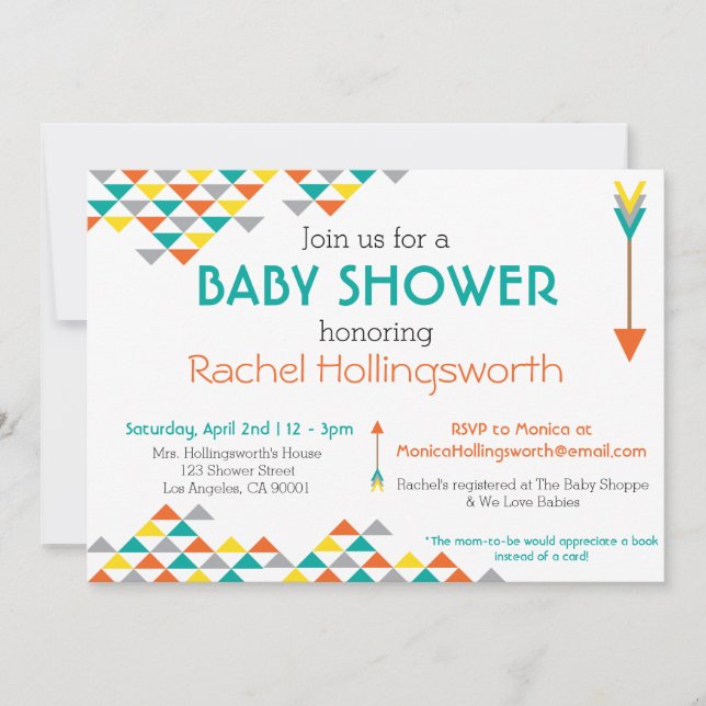 Invitation à la mode de baby shower de tribal et (Devant)