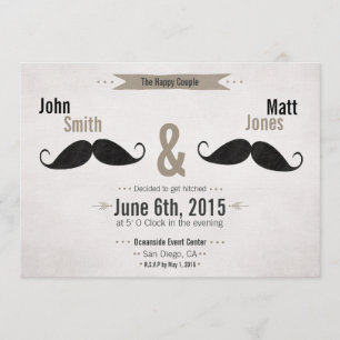Invitation à la moustache Mariage gay